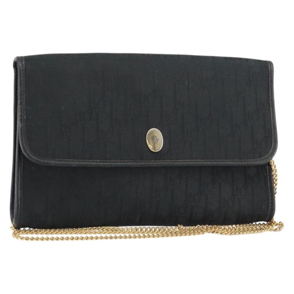 Christian Dior Vintage Chain Flap Diorissimo Canvas Black Canvas Shoulder Bag